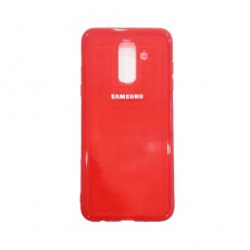 Чехол Samsung Galaxy A6 Plus (2018) гелевый, красный-прозрачный