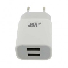 Сетевое зарядное устройство BoraSCO 2 USB, 2,1A белый (VSP)