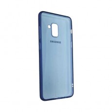 Чехол Samsung Galaxy A8 Plus, гелевый, синий-прозрачный